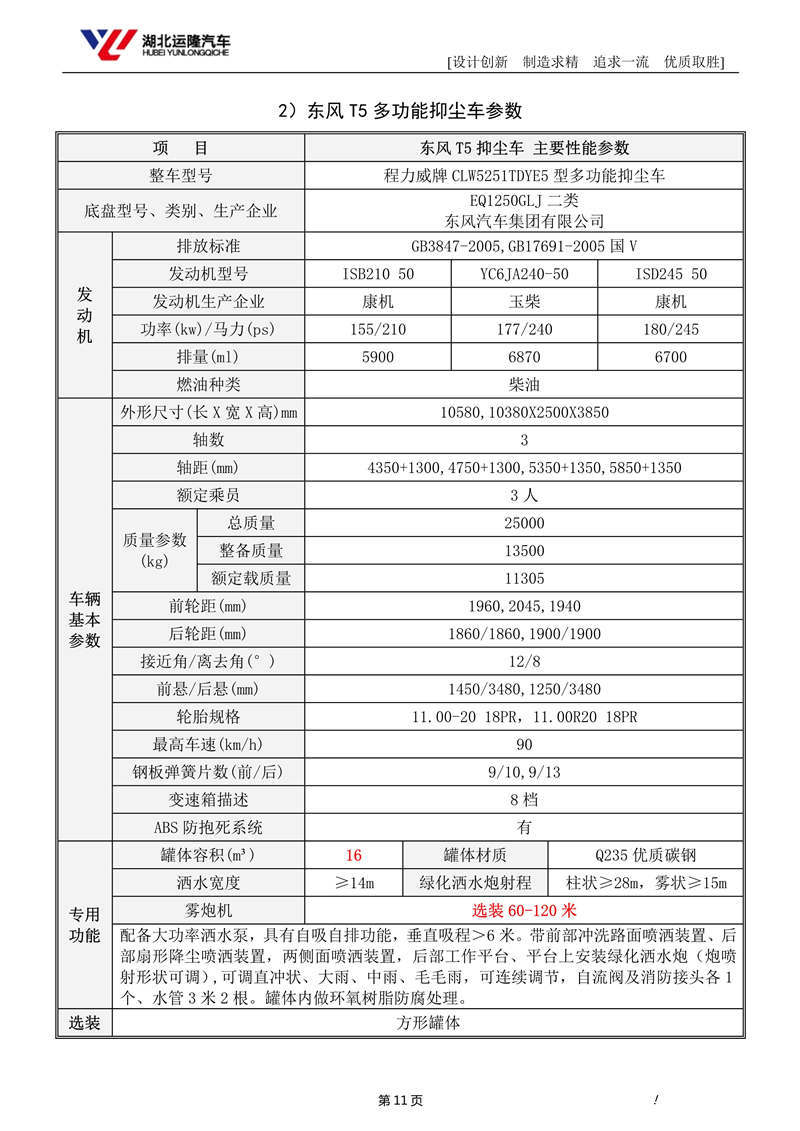 16噸東風T5多功能抑塵車資料（圓罐、60-120米霧炮）(圖5)